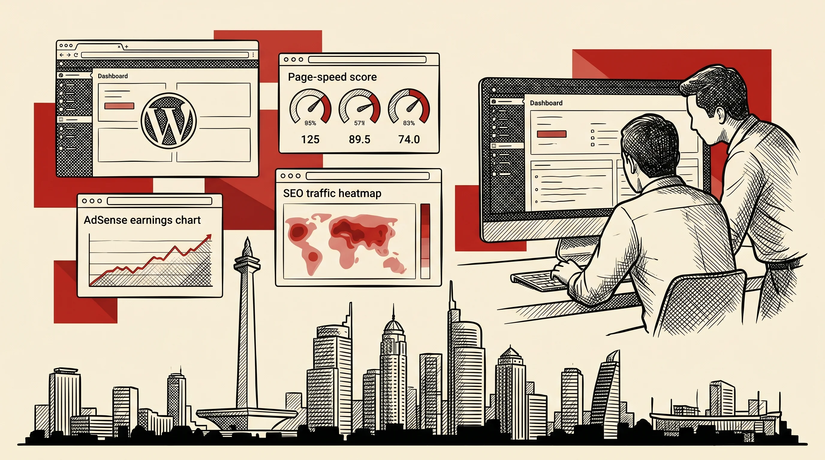 Push notification advertising — day-7 conversion curve hero illustration